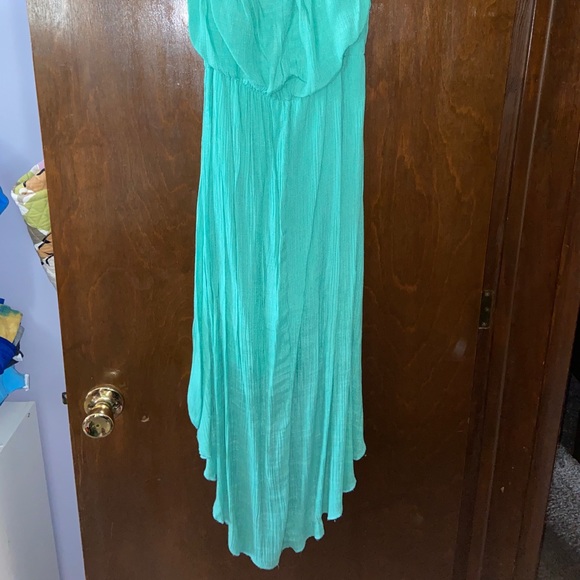 Aqua Strapless High Low Dress - Picture 4 of 5
